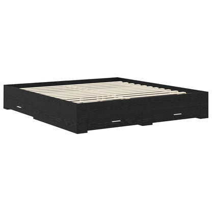 Bed Frame with Headboard Black Oak 180 x 200 cm Engineered Wood