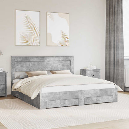 Bed Frame Concrete Grey 180 x 200 cm Engineered Wood