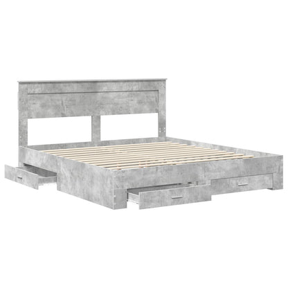 Bed Frame Concrete Grey 180 x 200 cm Engineered Wood