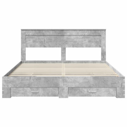 Bed Frame Concrete Grey 180 x 200 cm Engineered Wood