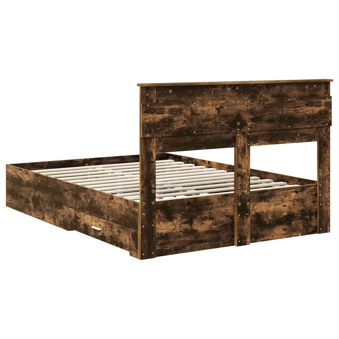 Bed Frame with Drawer Smoked Oak 150 x 200 cm Engineered Wood