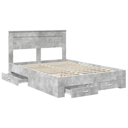 Bed Frame Concrete Grey 140 x 190 cm Engineered Wood