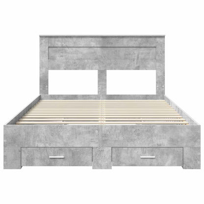 Bed Frame Concrete Grey 140 x 200 cm Engineered Wood