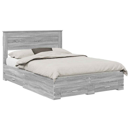 Bed Frame with Drawer Grey Sonoma 140 x 200 cm Engineered Wood