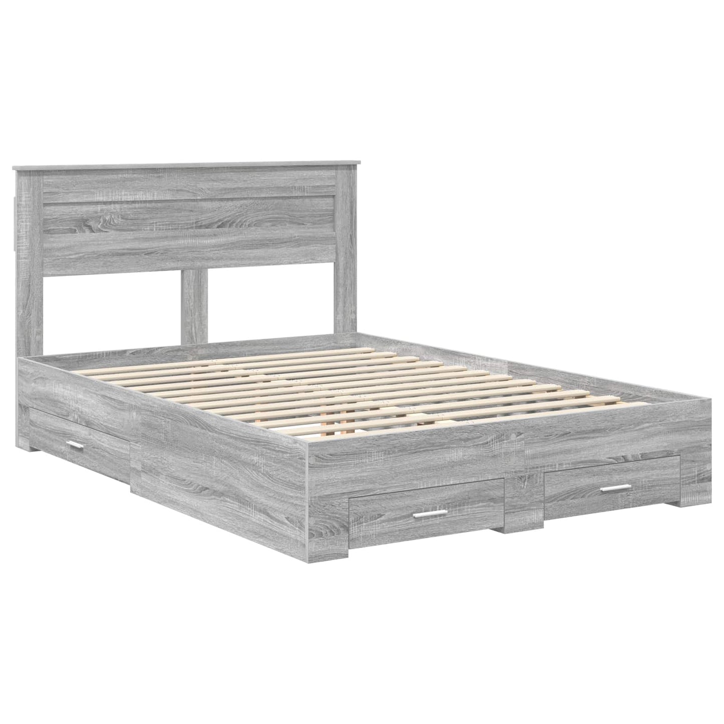 Bed Frame with Drawer Grey Sonoma 140 x 200 cm Engineered Wood