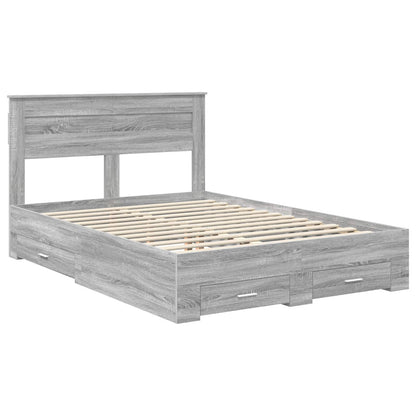 Bed Frame with Drawer Grey Sonoma 140 x 200 cm Engineered Wood