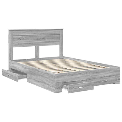 Bed Frame with Drawer Grey Sonoma 140 x 200 cm Engineered Wood
