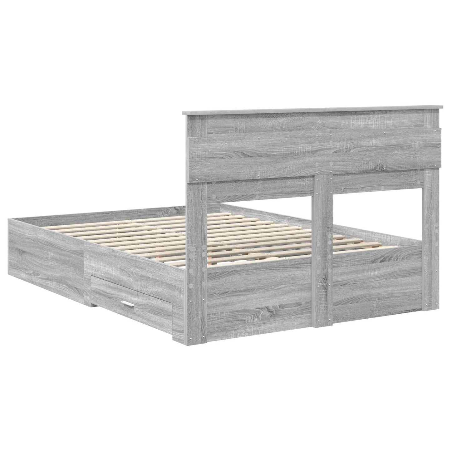 Bed Frame with Drawer Grey Sonoma 140 x 200 cm Engineered Wood