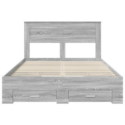 Bed Frame with Drawer Grey Sonoma 140 x 200 cm Engineered Wood
