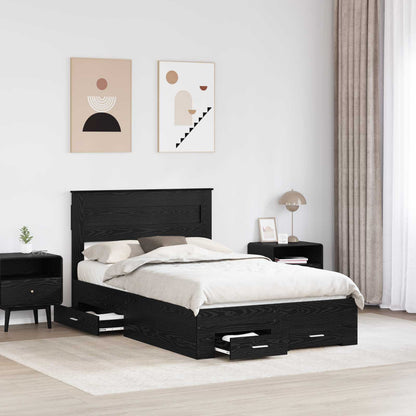 Bed Frame with Headboard Black Oak 135 x 190 cm Engineered Wood