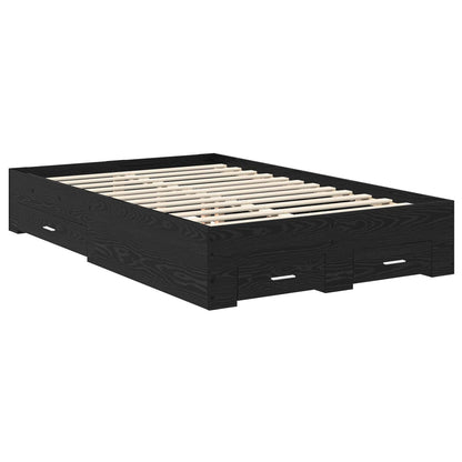 Bed Frame with Headboard Black Oak 135 x 190 cm Engineered Wood