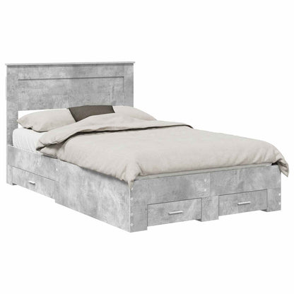 Bed Frame Concrete Grey 135 x 190 cm Engineered Wood