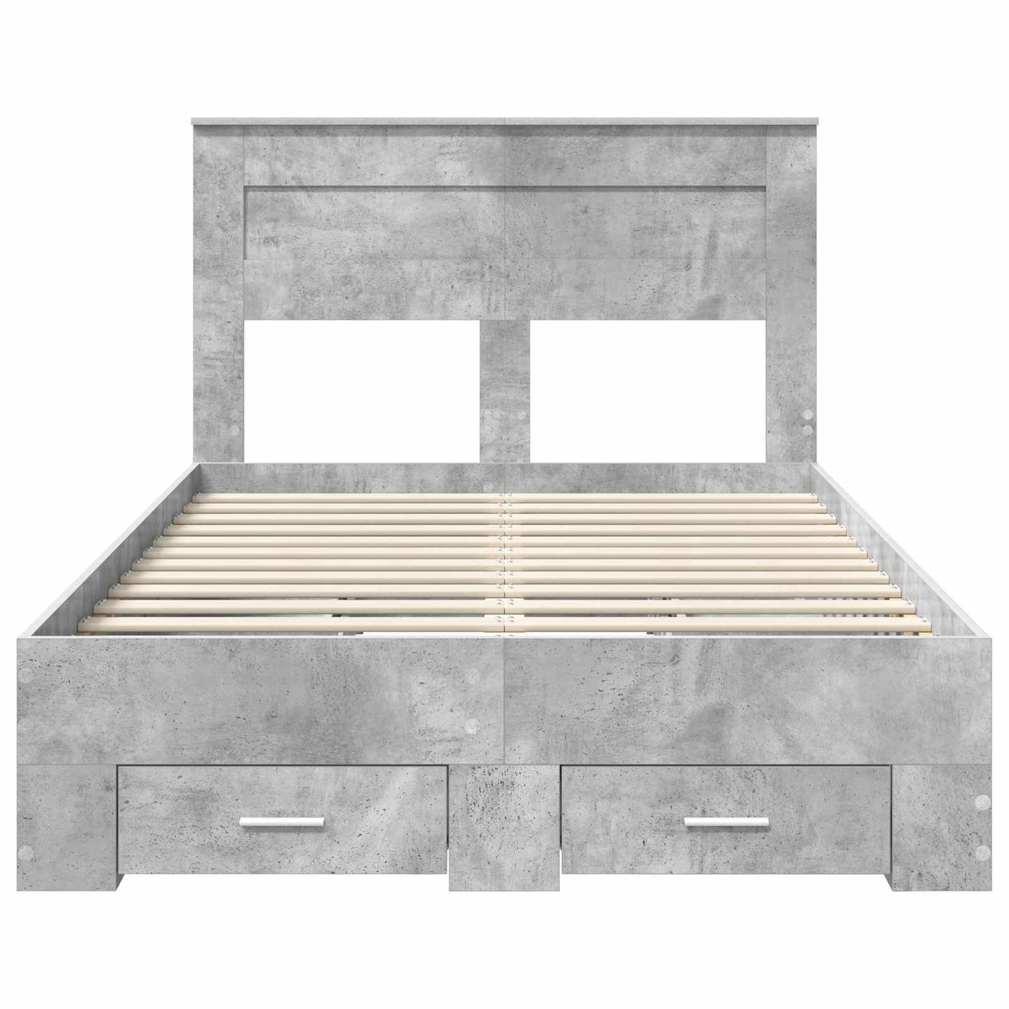 Bed Frame Concrete Grey 135 x 190 cm Engineered Wood