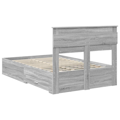 Bed Frame with Drawer Grey Sonoma 135 x 190 cm Engineered Wood