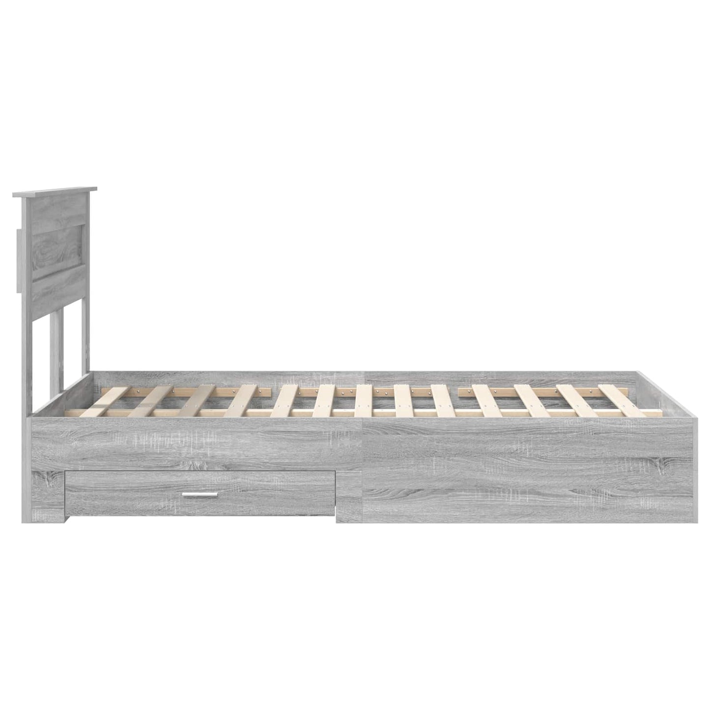 Bed Frame with Drawer Grey Sonoma 135 x 190 cm Engineered Wood