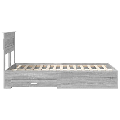 Bed Frame with Drawer Grey Sonoma 135 x 190 cm Engineered Wood