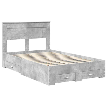 Bed Frame Concrete Grey 120 x 190 cm Engineered Wood