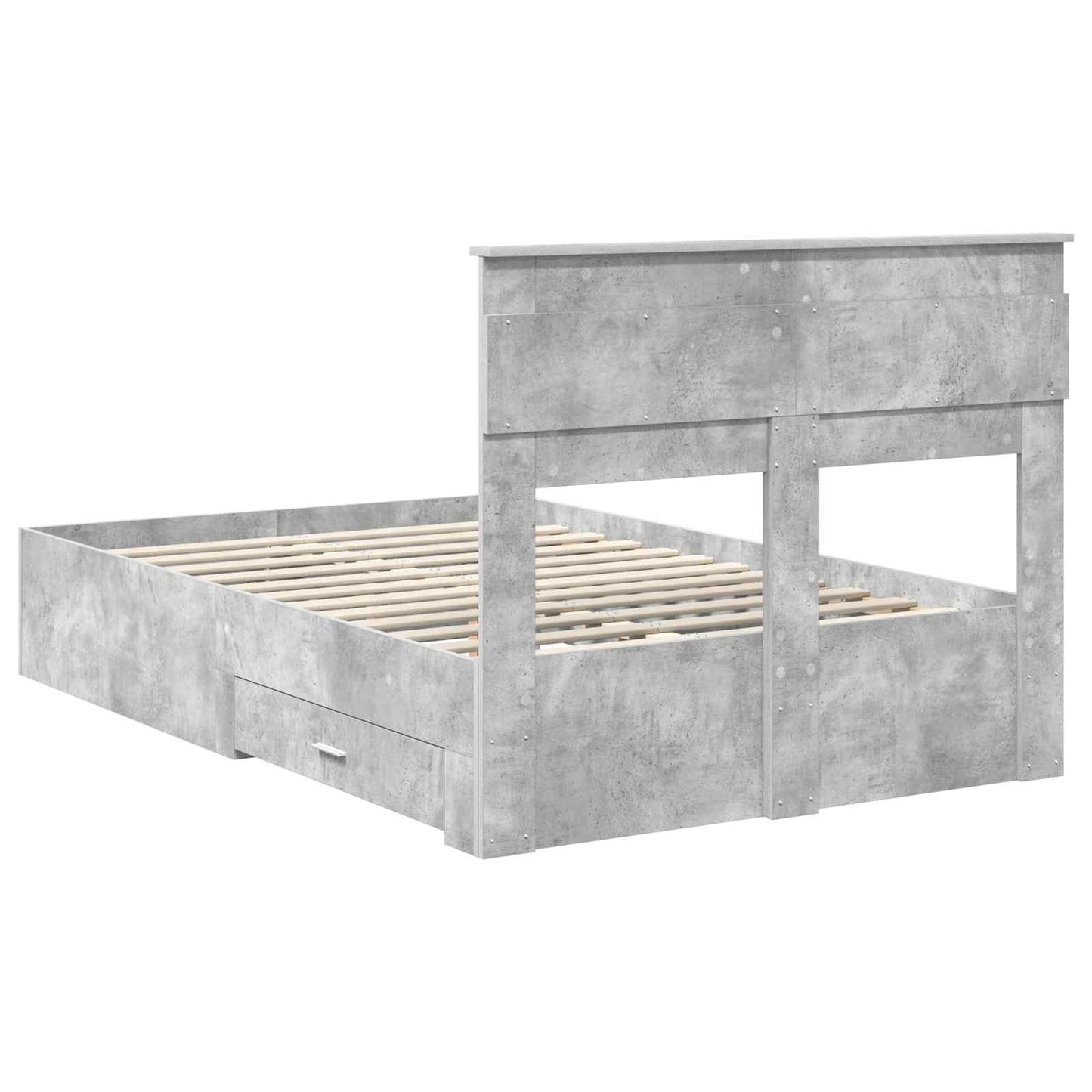 Bed Frame Concrete Grey 120 x 190 cm Engineered Wood