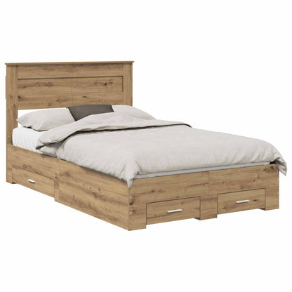 Bed Frame with Drawer Artisan Oak 120 x 190 cm Engineered Wood