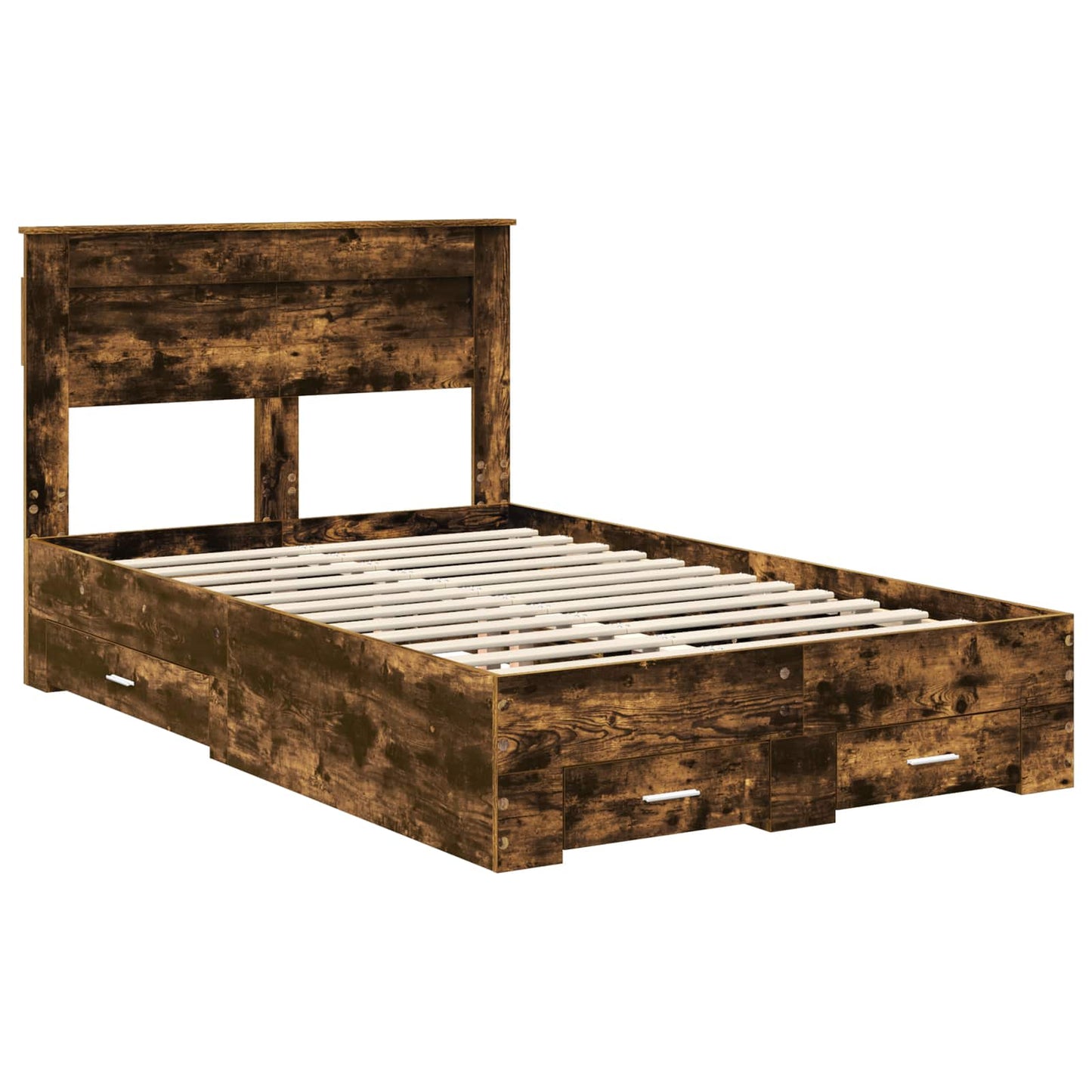 Bed Frame with Drawer Smoked Oak 120 x 200 cm Engineered Wood
