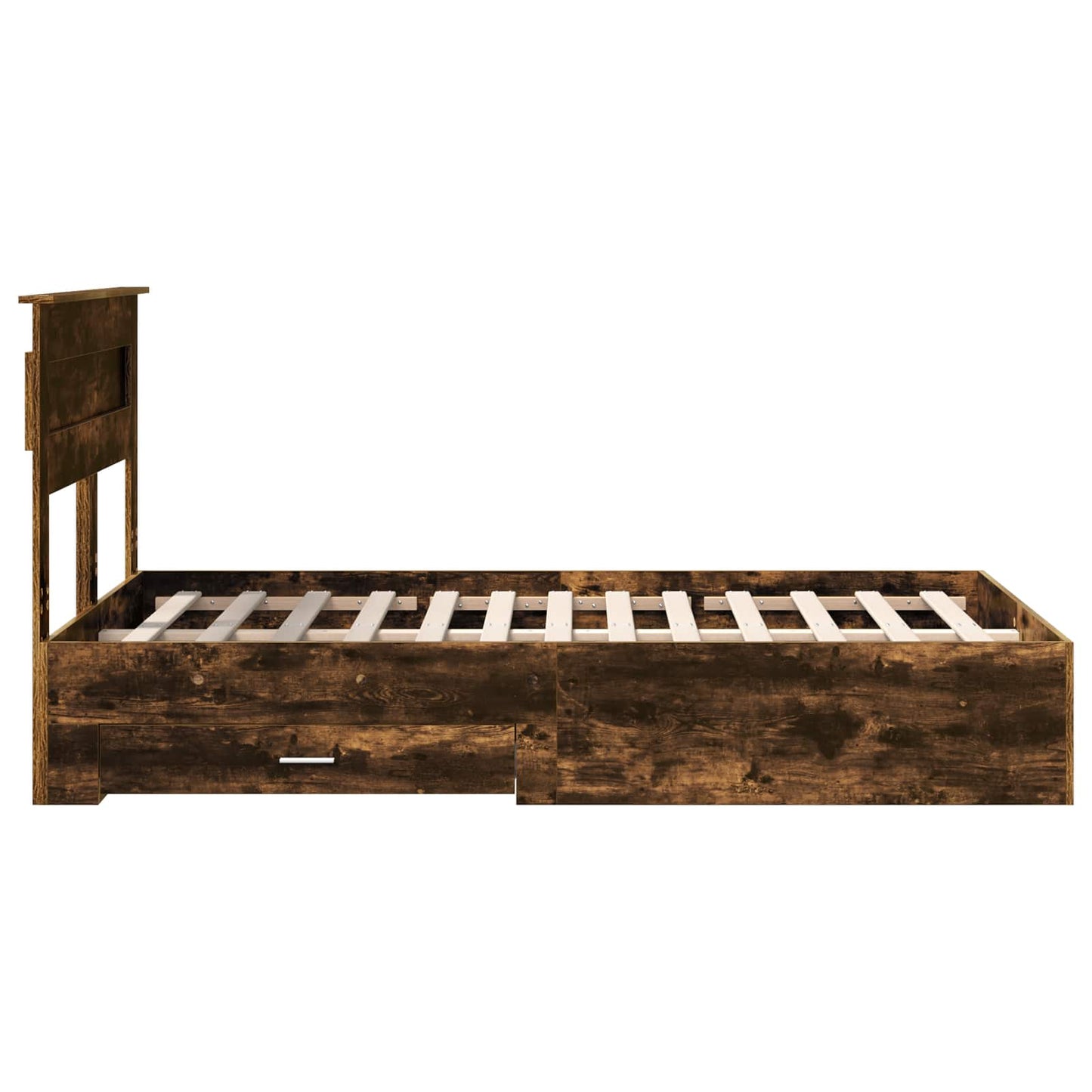 Bed Frame with Drawer Smoked Oak 120 x 200 cm Engineered Wood