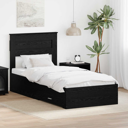 Bed Frame with Headboard Black Oak 100 x 200 cm Engineered Wood
