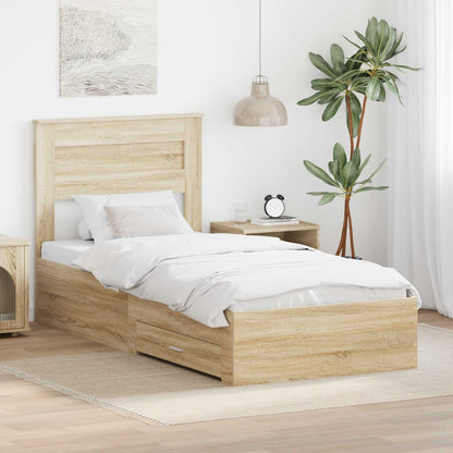 Bed Frame with Drawer Sonoma Oak 100 x 200 cm Engineered Wood