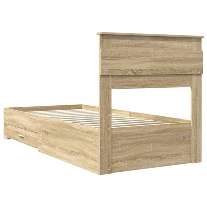 Bed Frame with Drawer Sonoma Oak 100 x 200 cm Engineered Wood