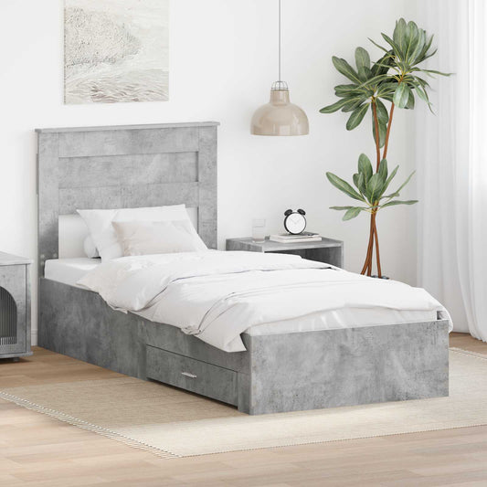 Bed Frame Concrete Grey 100 x 200 cm Engineered Wood