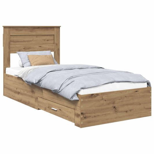 Bed Frame with Drawer Artisan Oak 100 x 200 cm Engineered Wood