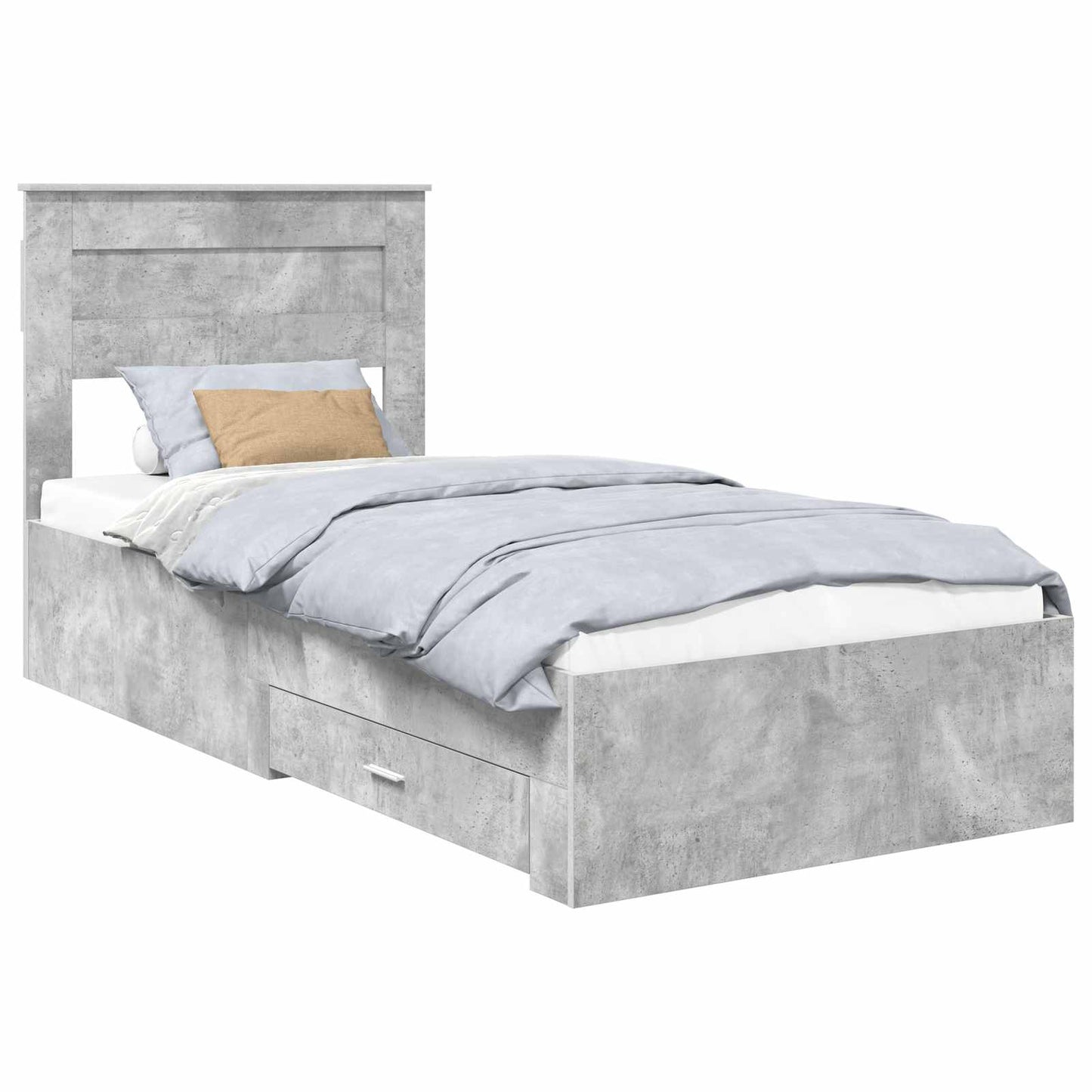 Bed Frame with Drawer Concrete Grey 90 x 190 cm Engineered Wood