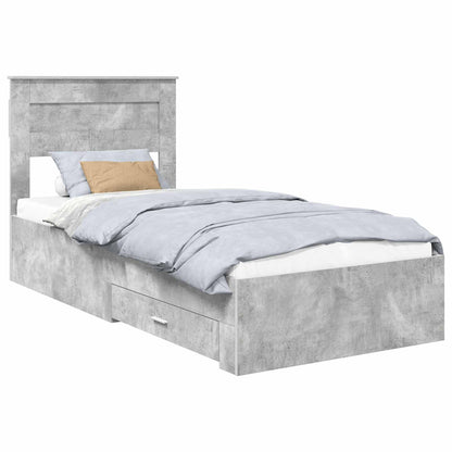 Bed Frame with Drawer Concrete Grey 90 x 190 cm Engineered Wood