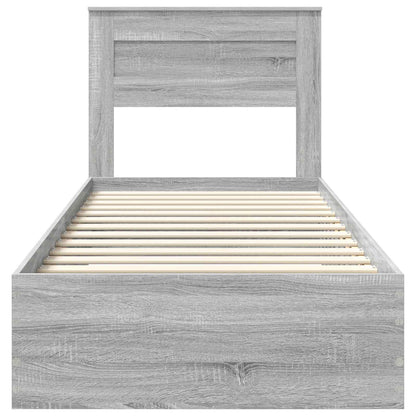 Bed Frame with Drawer Grey Sonoma 90 x 190 cm Engineered Wood