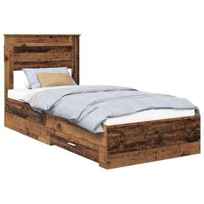 Bed Frame with Headboard Old Wood 90 x 190 cm Engineered Wood