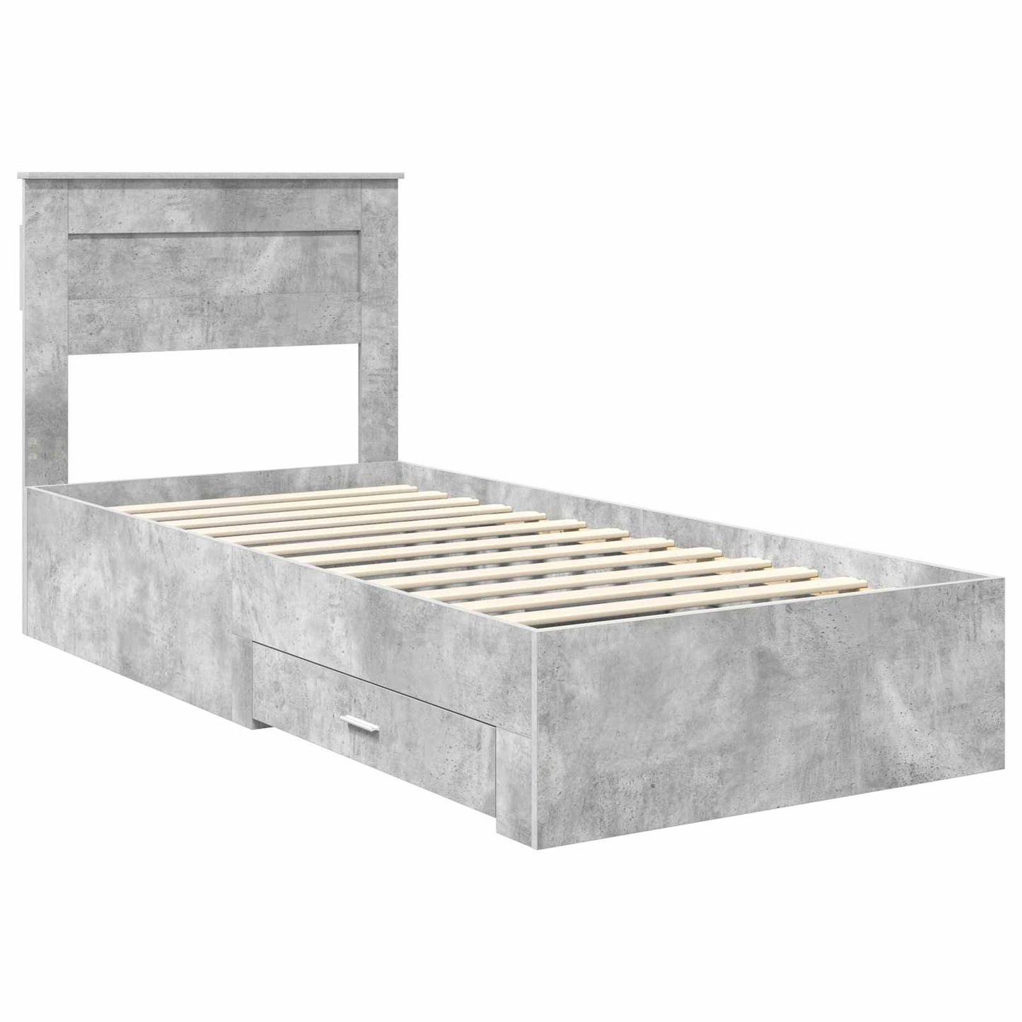Bed Frame with Drawer Concrete Grey 90 x 200 cm Engineered Wood
