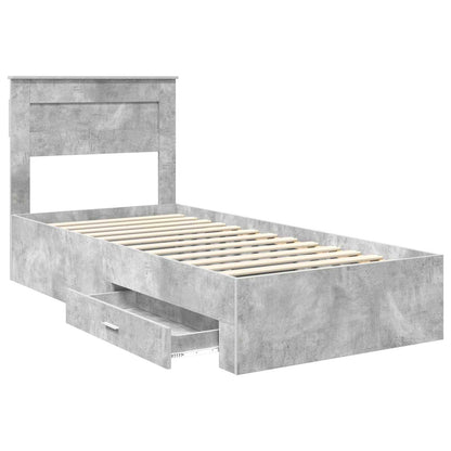Bed Frame with Drawer Concrete Grey 90 x 200 cm Engineered Wood