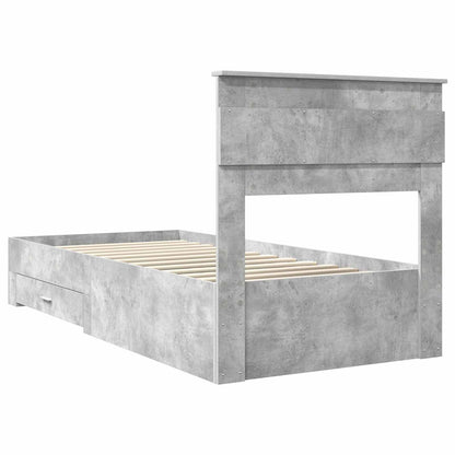 Bed Frame with Drawer Concrete Grey 90 x 200 cm Engineered Wood