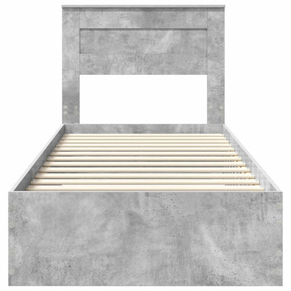 Bed Frame with Drawer Concrete Grey 90 x 200 cm Engineered Wood