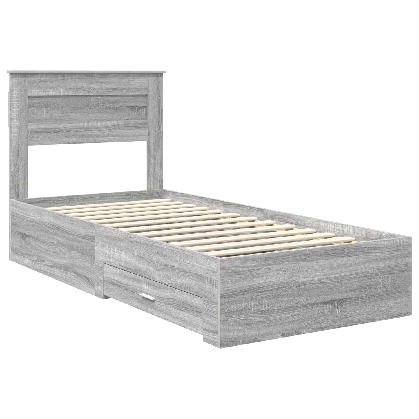 Bed Frame with Drawer Grey Sonoma 90 x 200 cm Engineered Wood