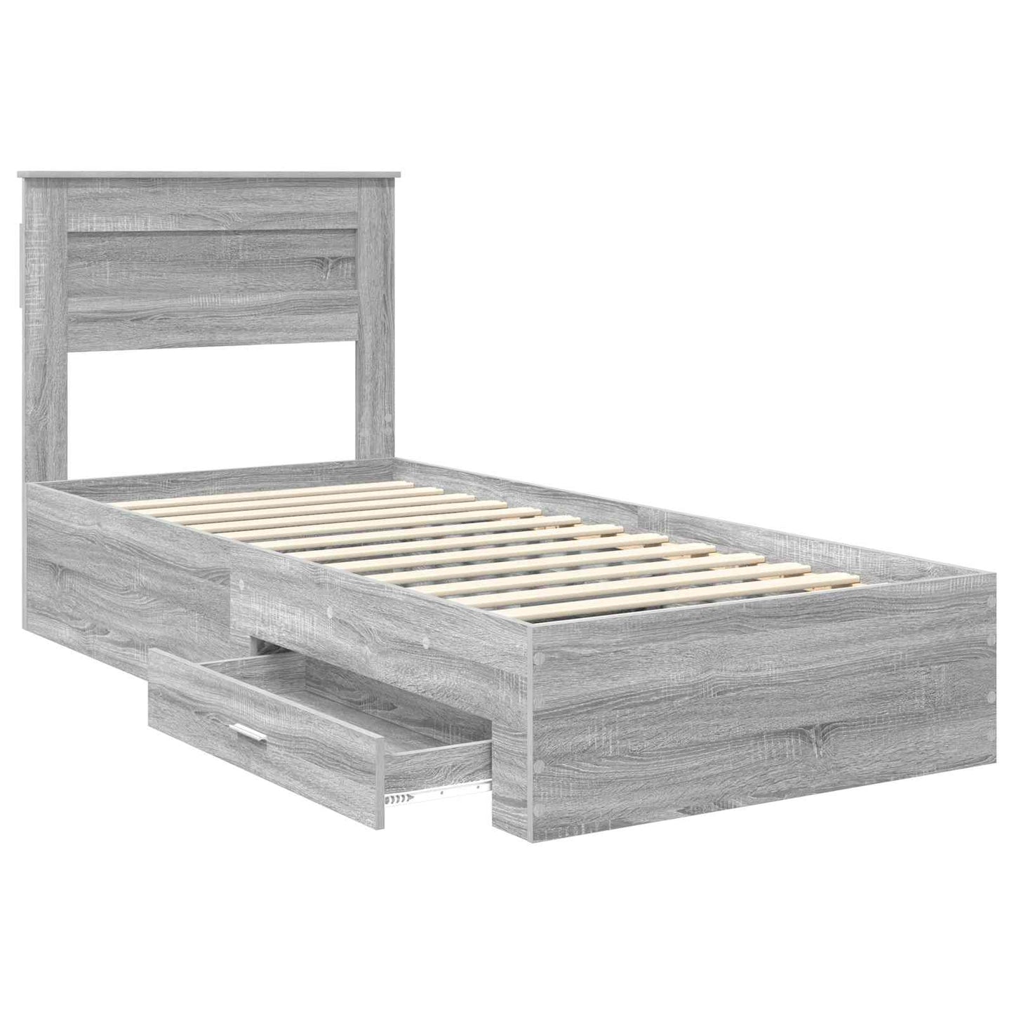 Bed Frame with Drawer Grey Sonoma 90 x 200 cm Engineered Wood