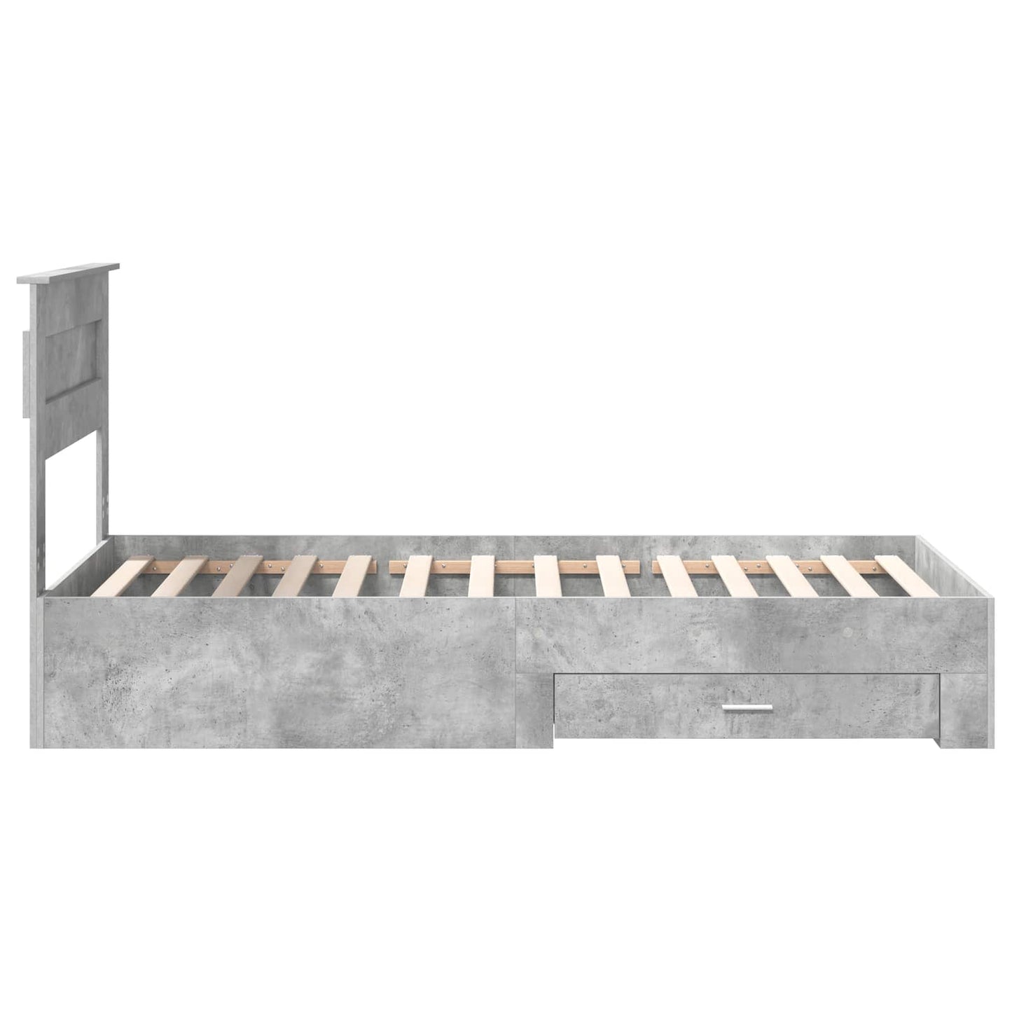 Bed Frame Concrete Grey and Silver 75 x 190 cm Engineered Wood