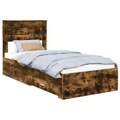 Bed Frame Smoked Oak and Silver 75 x 190 cm Engineered Wood