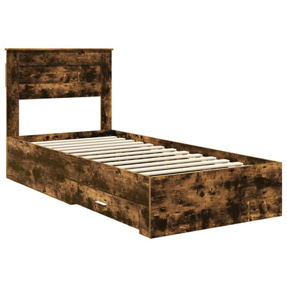 Bed Frame Smoked Oak and Silver 75 x 190 cm Engineered Wood