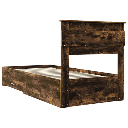 Bed Frame Smoked Oak and Silver 75 x 190 cm Engineered Wood
