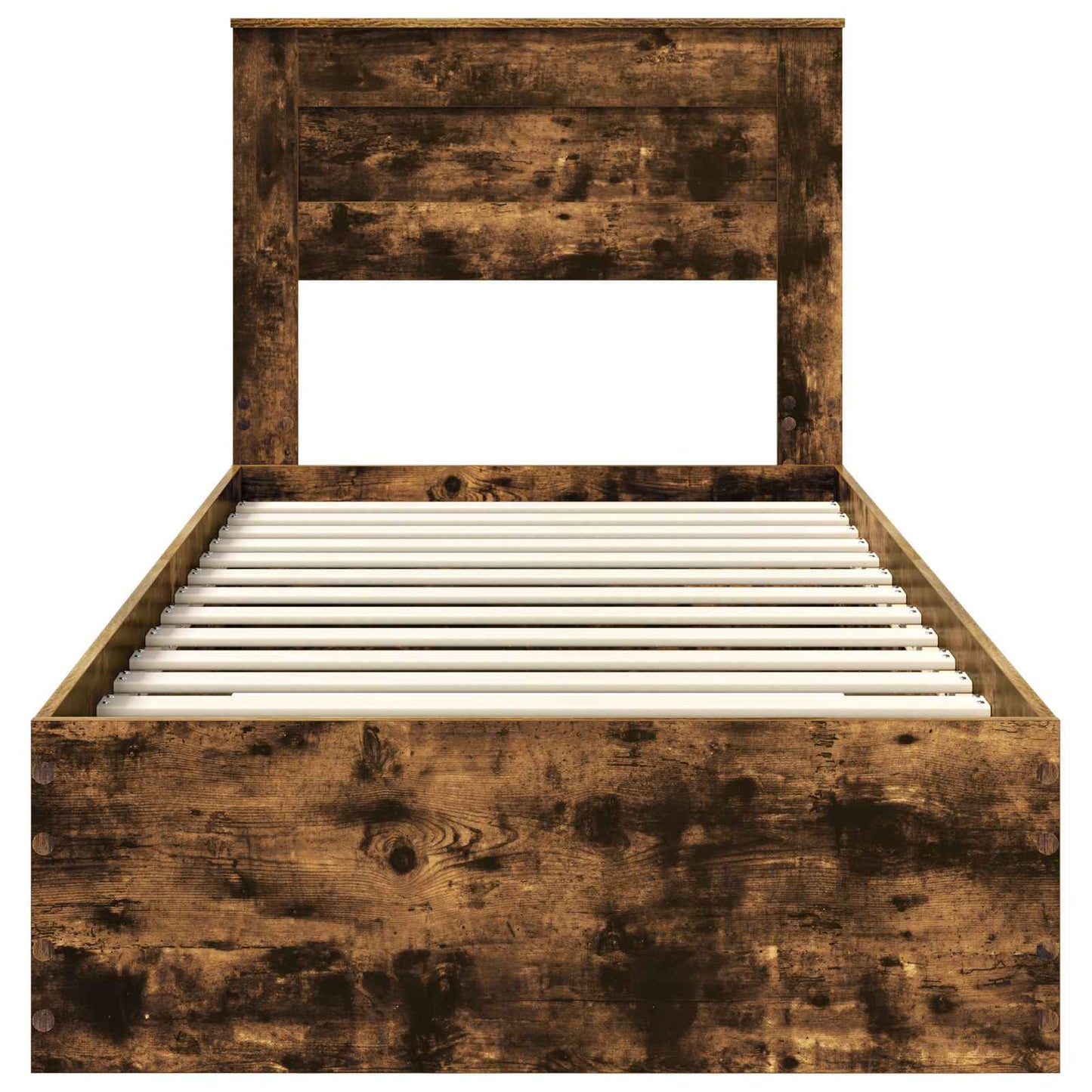 Bed Frame Smoked Oak and Silver 75 x 190 cm Engineered Wood