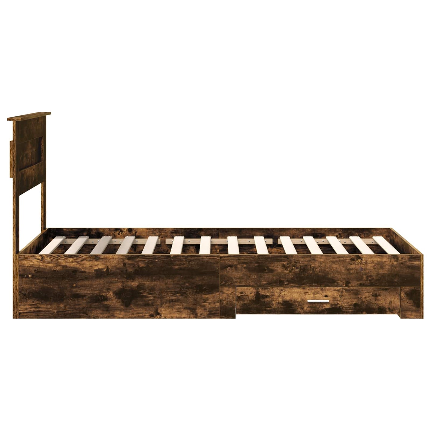 Bed Frame Smoked Oak and Silver 75 x 190 cm Engineered Wood
