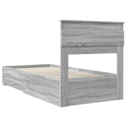 Bed Frame Grey Sonoma and Silver 75 x 190 cm Engineered Wood