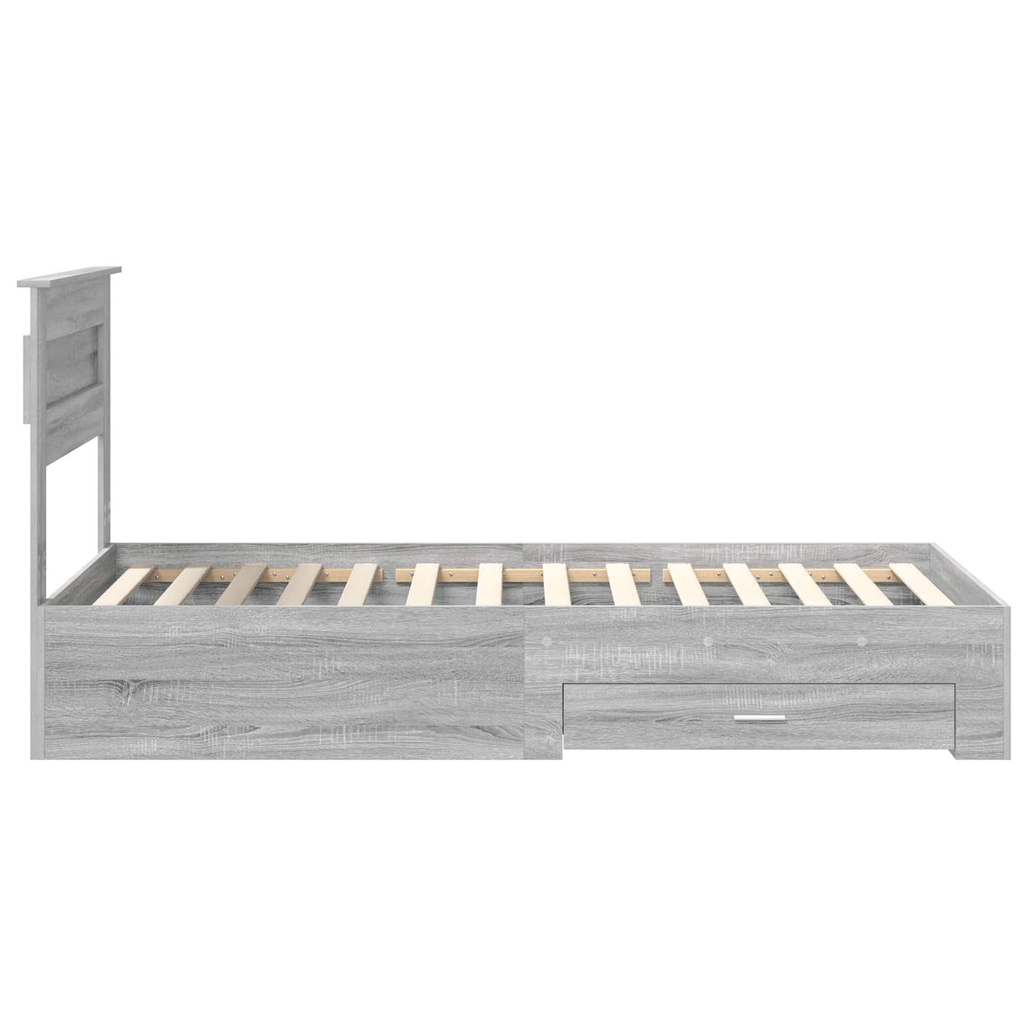 Bed Frame Grey Sonoma and Silver 75 x 190 cm Engineered Wood