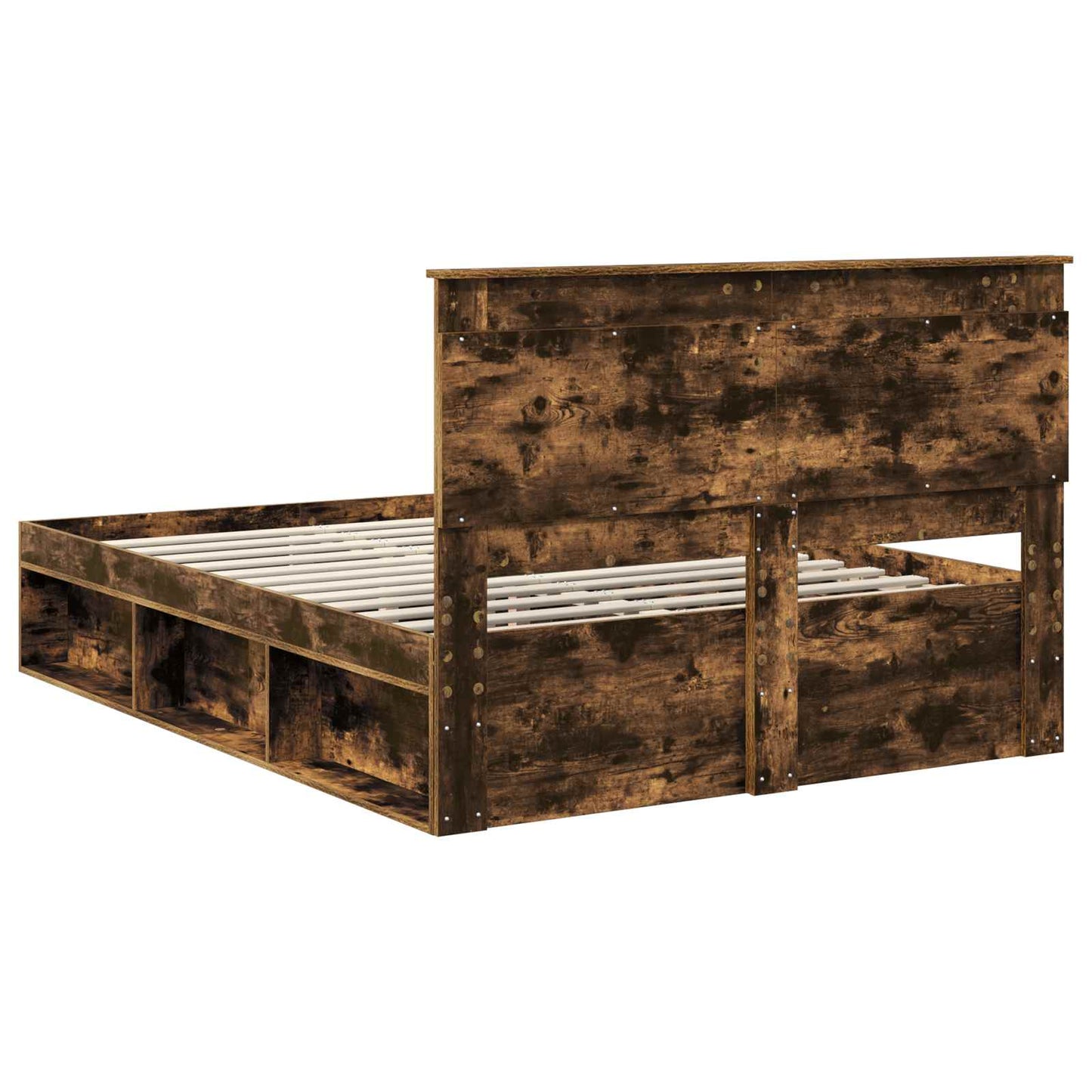 Bed Frame Smoked Oak 160 x 200 cm Solid Pine Wood