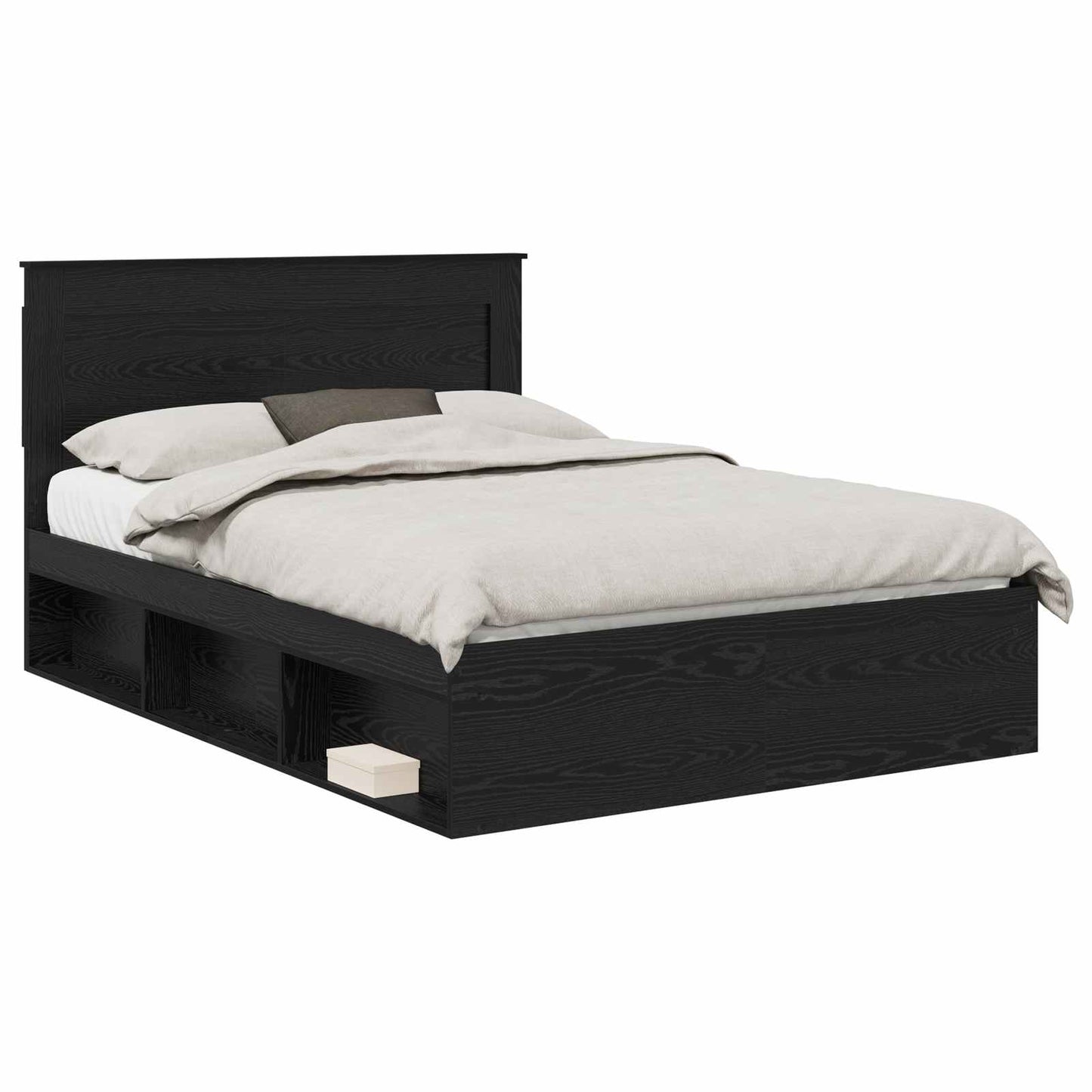 Bed Frame with Headboard Black 150 x 200 cm Solid Pine Wood